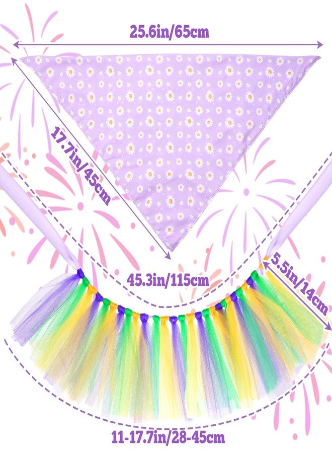 Fengek 2pcs Mardi Gras Dog Costume Set, Mardi Gras Dog Outfit with Tutu Skirt and Bandana for Carnival Celebrations - Image 2